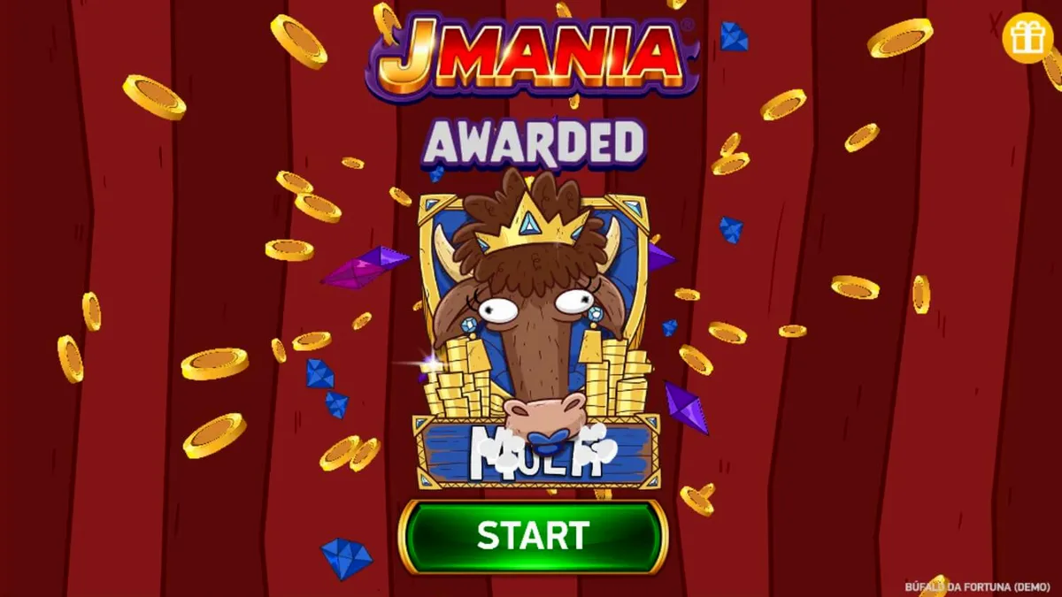 Buffalo da Fortuna slot machine interface showing golden buffalo symbols and sunset plains backdrop.