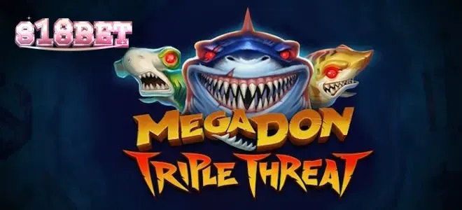 Cena subaquática com tubarões no slot Mega Don Triple Threat